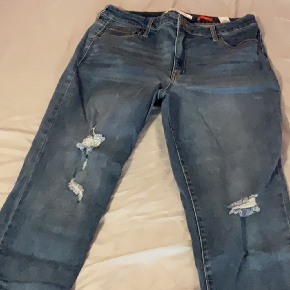 Celebrity Pink Dark Blue Distressed Boyfriend Jeans